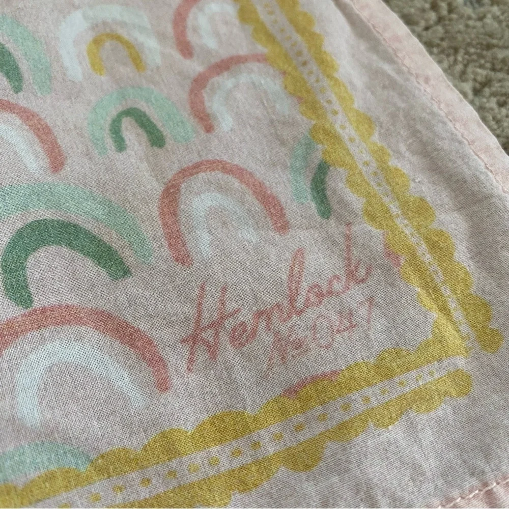 Hemlock Handker #047 Handkerchief Bandana Scarf Rainbows Pink 100% Cotton